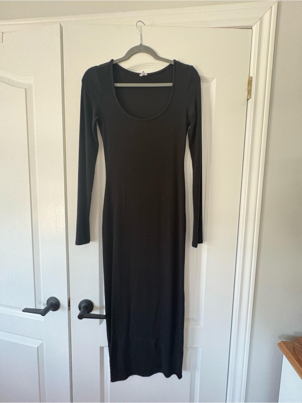 Garage Black Long Sleeve Scoop Neck Maxi Dress